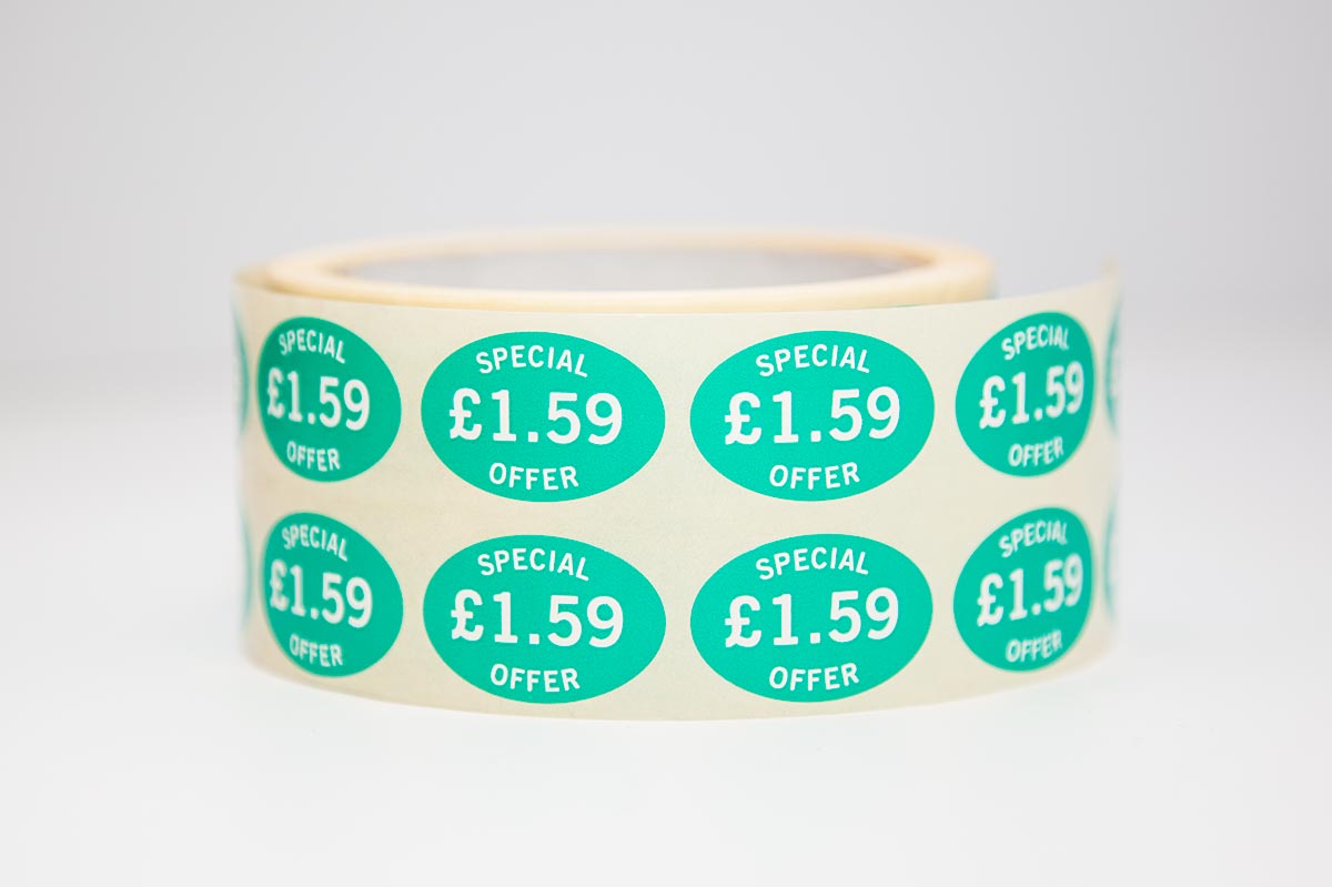 roll of green custom paper price labels