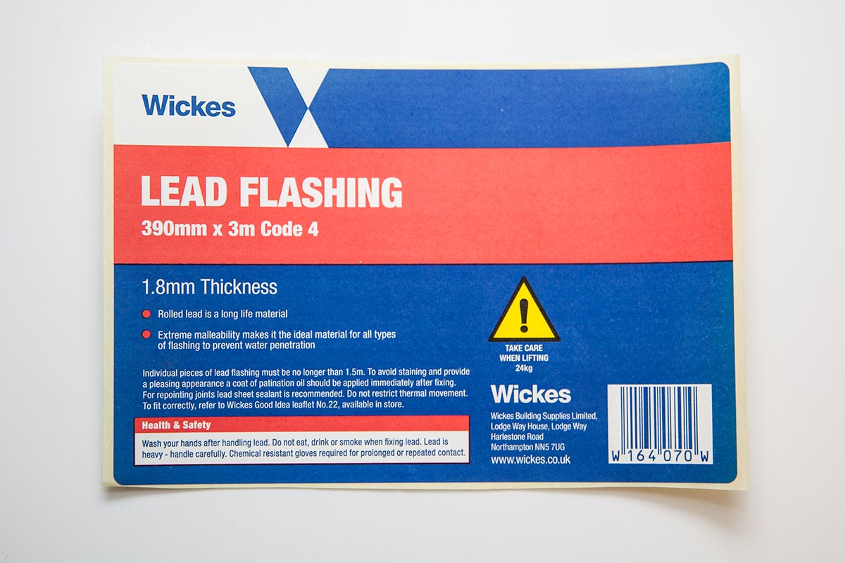 red and blue custom paper label for lead flashing