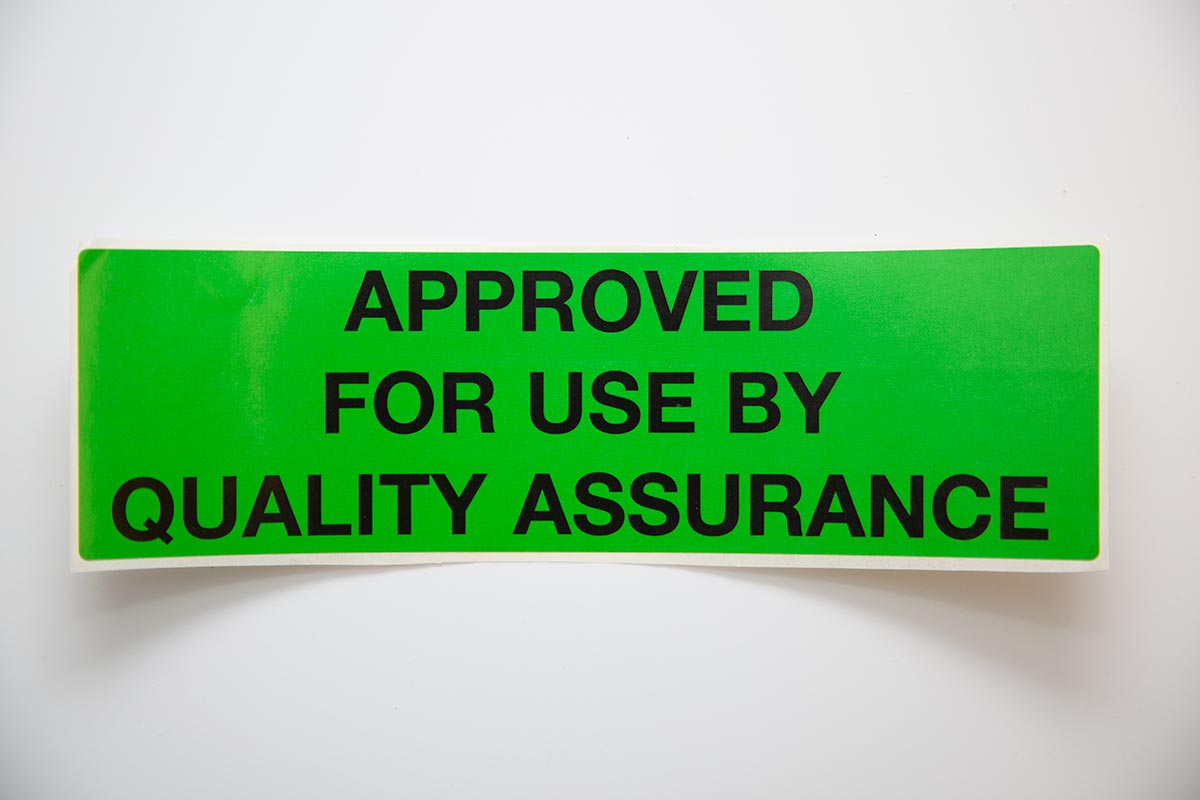 bright green approved for use by quality assurance custom thermal label