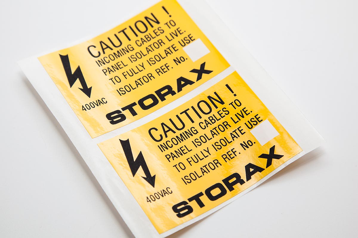 yellow caution film label