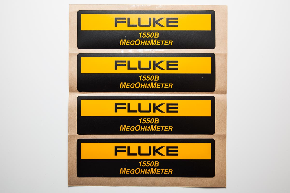 sheet of fluke brand industrial labels